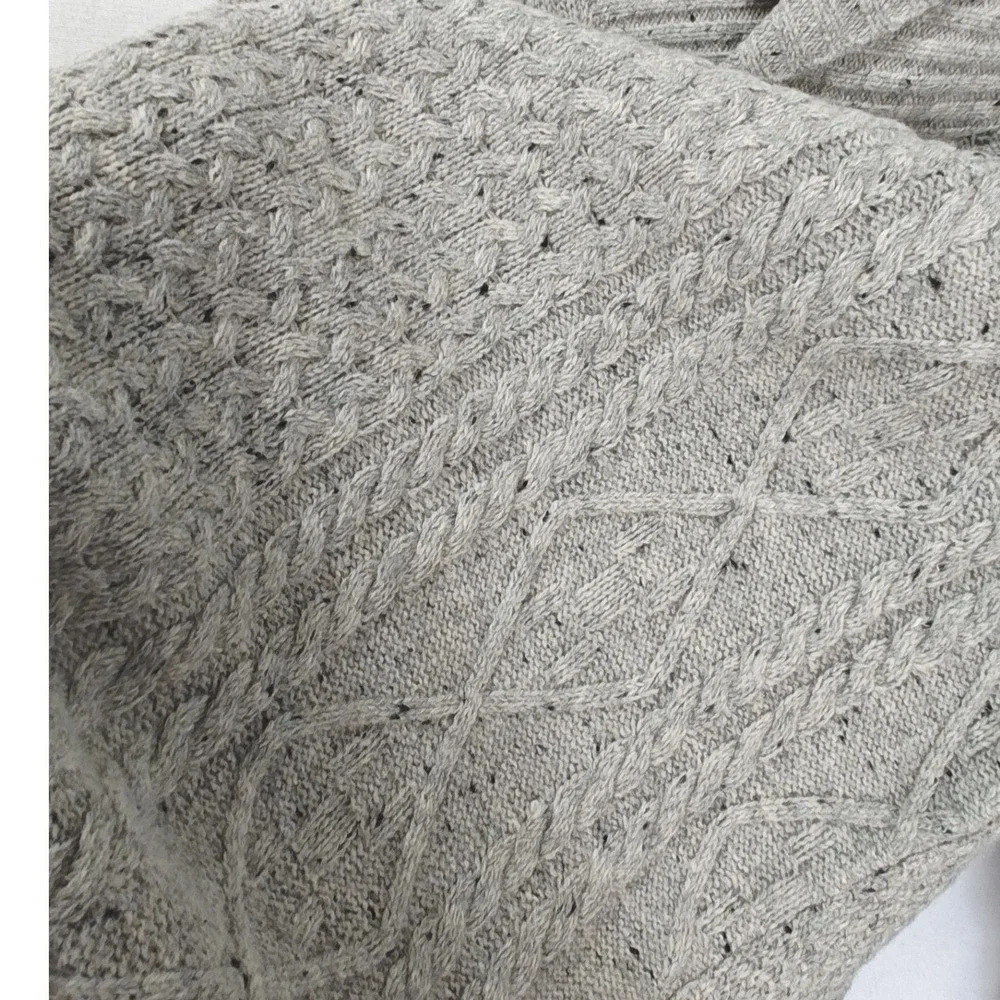 Lindbergh Sweater Shawl Collar Cable Knit Fisherman Style Pullover Gray‎ Wool XL